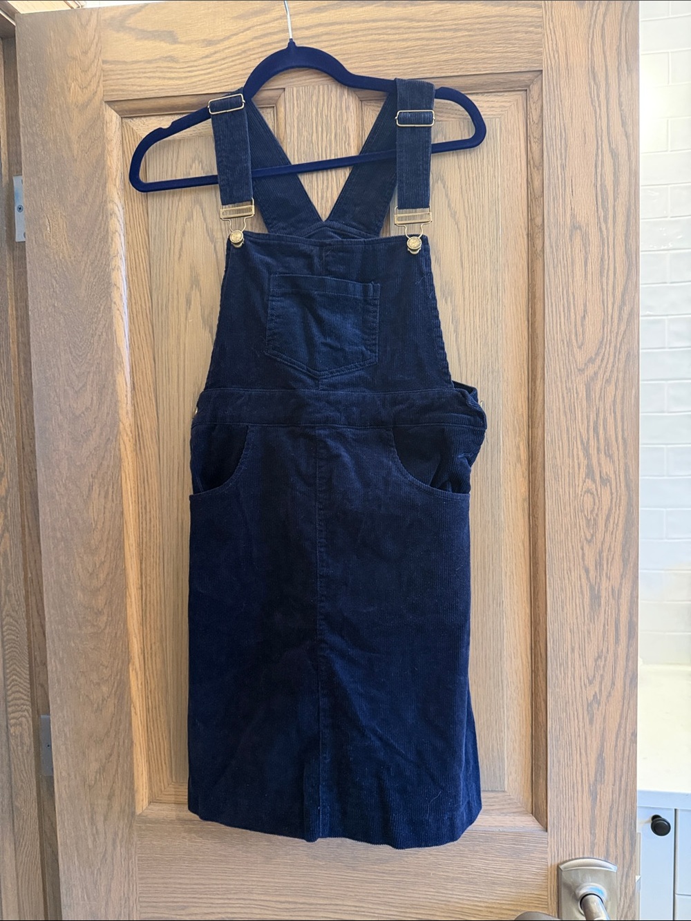 Kiel James Patrick Navy Corduroy Pinafore Mini Dress